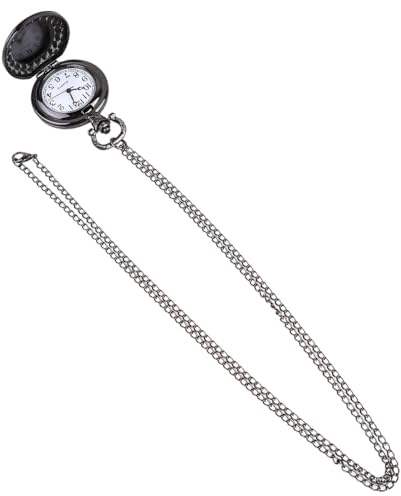 Vintage Retro Taschenuhr Halskette aus Legierung für Damen und Herren | Schwarz, Vintage Form, als Halskette Tragbar, Präzise Zeitanzeige, Party und Shopping, für Familie und Freunde