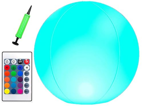 Pelotas De Playa Luminosas - Pelotas De Playa LED con Control Remoto | Juguete De Playya Hinchable con 16 Colores Y 4 Modos De Luz para Piscina, Playya Y Jardín