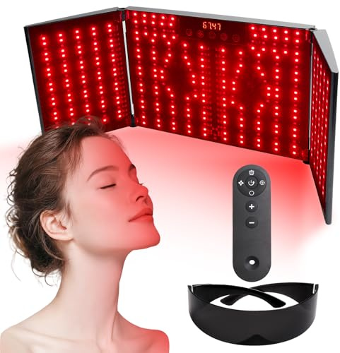 Red Light Panel with 400 LEDs, 660nm & 850nm Infrared Light, LED Red Lamp Device with Timer, Adjustable Brightness for Home & Office
