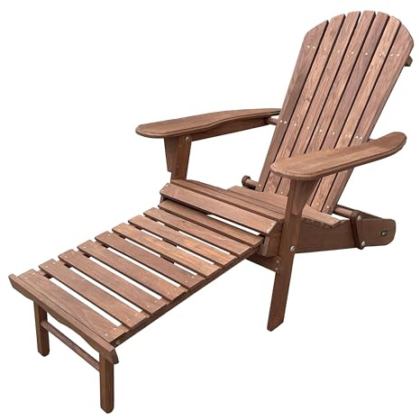 AXI Alexa Adirondackstuhl mit Fußteil, Klappbar in Coffee | Gartenstuhl/Loungestuhl/Adirondack Stuhl / 100% Hemlockholz für 1 Person mit Armlehnen & hoher Rückenlehne | 147 x 78,5 x 89 cm