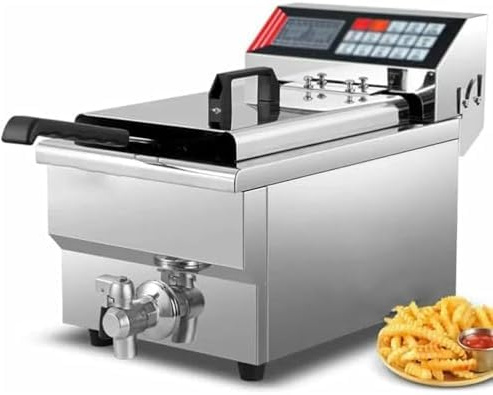 YXYLJOZ Friggitrice in Acciaio Inox per casa e Ristorante, friggitrice elettrica da banco ad Alta capacità, Perfetta per friggere cibi croccanti