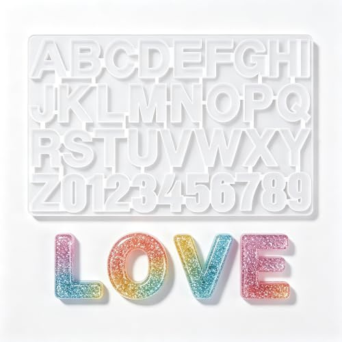 Nexaflow Lettere Numeri Silicone Stampi Alfabeto e Numero Resina Silicone Stampo Strumento Versatile per Fare Gioielli - Bracciali, Collane, Portachiavi e Accessori FAI DA TE