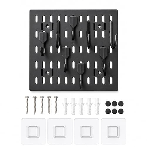 Musiin Modular Guitar Cable Organizer Panel with Removable Hooks Cable Storage Rack for Audio Cables XLR Wire Cords Studio Desk Organization Rack(Black)