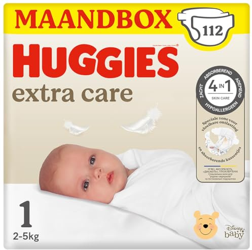 Huggies Couches pour Bébé Extra Care, Taille 1 (2-5 kg), 4 x 28 Unités