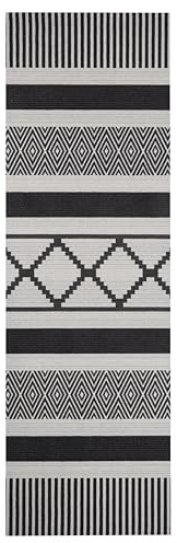 Hanse Home Zala Living Cook & Clean Läufer – rutschfest Teppichläufer Flachgewebe Kurzflor Teppich Küchenteppich Waschbar Küchenläufer Urban für Flur, Küche, Wohnzimmer – Schwarz, 45x140cm