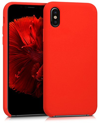 kwmobile Handyhülle für Apple iPhone X Hülle - Case Silikon - Kabelloses Laden - Schutzhülle Cover in Rot