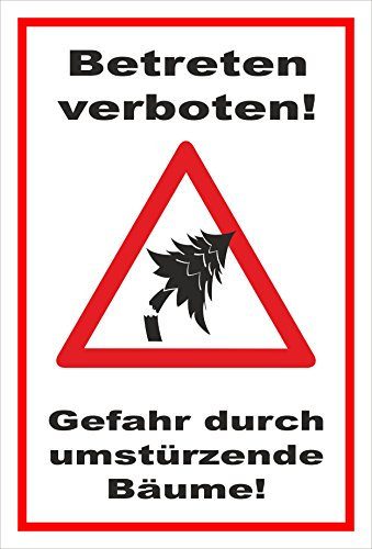 Melis-Folienwerkstatt Schild Umstürzende Bäume - 30x20cm - Bohrlöcher - 3mm Hartschaum – 20 VAR S00359-066-B