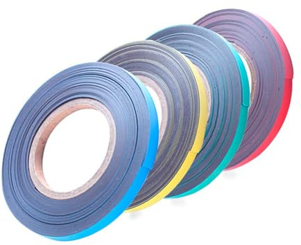 Rouleau de ruban magnétique fin coloré – Effaçable à sec pour tableau blanc – Lot de 4 rouleaux de ruban magnétique 10 mm