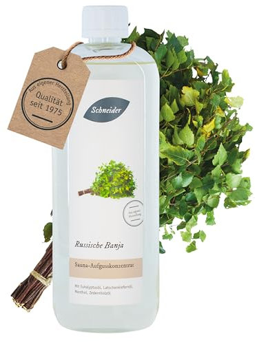 Saunabedarf Schneider Sauna Aufguss Konzentrat Russische Banja - 250ml, naturreine, ätherische Öle, wohltuender Saunaaufguss & langanhaltendes Dufterlebnis