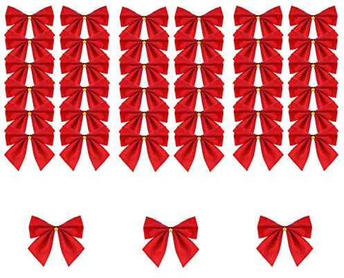 BOELLRUNO 120 Stück Weihnachten Schleifen Zierschleifen Weihnachtsbaum Schleifen Rot Weihnachtsdeko für Weihnachtsbaum, Dekorationen, Geschenke, Kunst und Handwerk (A)