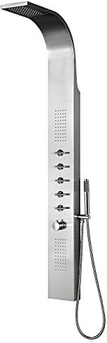 MILANO Shower Tower Panel Rainfall Waterblade Head Body Jets Handset Chrome