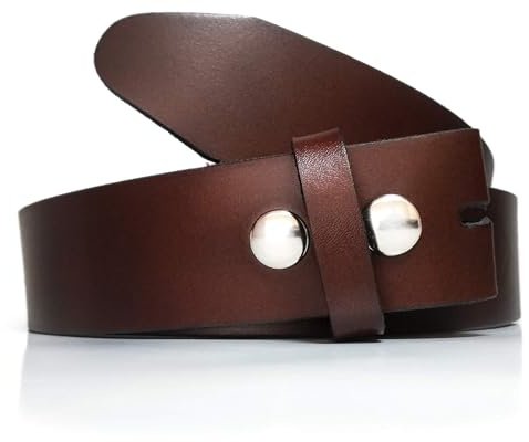 almela Cinturón sin hebilla | Hombre y mujer | Hebilla intercambiable | 3,5 cm y 4 cm de ancho | 35 mm y 40 mm | Cuero | Broche a presión | Belt without buckle (40mm, Marrón, 100)