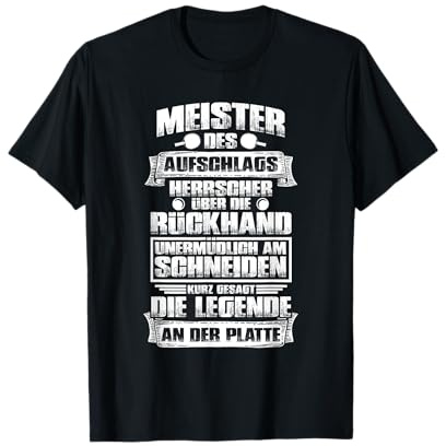 Lustige Tischtennis - Herren Schwarz S T-Shirt Schwarz Kurzarm Klassisch Crew-Ausschnitt Doppelt genähter Saum und einzigartiges Buchstabenmuster
