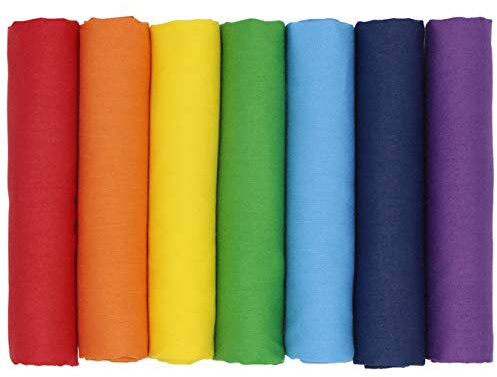 aufodara 7 Stück Stoff Einfarbige Baumwollstoff Stoffpakete Patchwork Baumwolle, 17,7 x 19,68 Inch Stoffe zum Nähen, Patchwork Stoffpaket zum Quilten DIY Basteln Handwerken (Regenbogen)