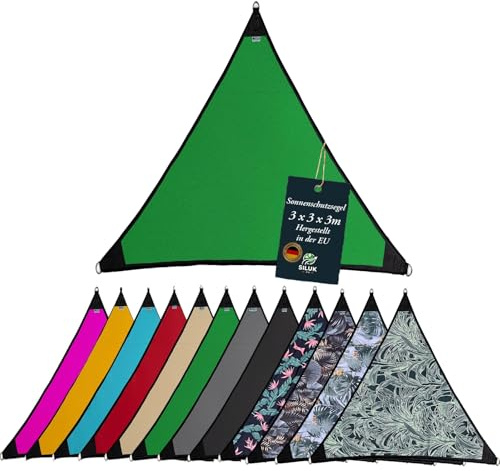 Sonnensegel Wasserdicht Sonnenschutz Garten mit befestigungen Leinen 100% Schutz vor UV-Strahlungen (3m x 3m, Grün)