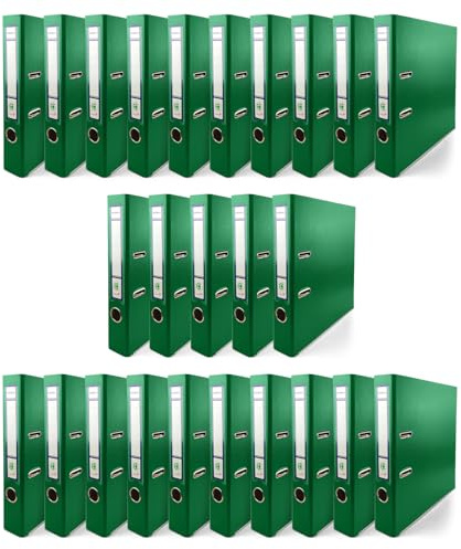 Netuno 25x Ringmappe DIN A4 schmal Grün 5cm Kunststoff PP | Ringbuch Büroordner 2-Ring-Mechanik für A4-Dokumente Büro Studium Homeoffice Ordnungssystem Aktenaufbewahrung Registratur