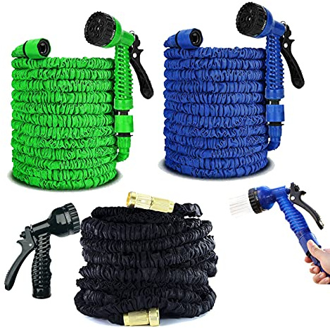Garden Hoses 75-200ft Expandable Garden Hose Pipe 3 Colour Optional Magic Hosepipe No Kink Tangle-Free Pocket Water Hose with 7 Spray Modes Spray Gun and Universal Connector (1 Year 100% Guaranteed)