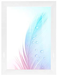 Marco de fotos DR35, 76 x 50 cm (blanco brillante), marco de madera de densidad media de 35 mm de ancho, incluye cristal acrílico antirreflectante, parte posterior estable y ganchos para colgar.