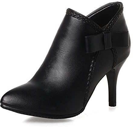 StyliShoes Botines Stiletto con cremallera lateral para mujer, Color negro., 34 EU