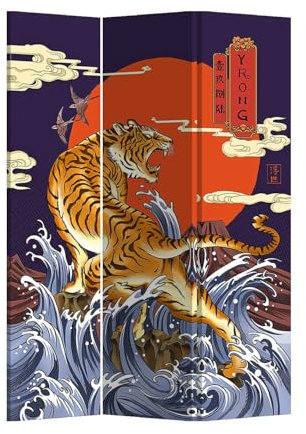 Fine Asianliving Paravent Raumteiler Japanisch Orientalisch Chinesisch Beidseitig L120xH180cm Spanische Wand Trennwand Room Divider Raumtrenner Sichtschutz Bedruckte Canvas Asiatisch