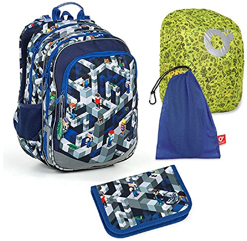 TOPGAL ELLY skolryggsäck set från 1. Klass – ergonomisk skolväska för barn – skolväska för grundskolan, minecraft, 32