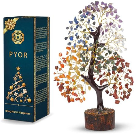 PYOR Chakra Tree, Crystals, Gifts For Women, Crystal Tree, Home Decor, Chakra Stones, Office Desk Decor, Birthday Gift for Women, Spiritual Decor, Money Tree, Healing Crystals, Hippie Decor