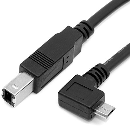 JSER 30cm Right Angled 90 Degree Micro USB OTG to Standard B Type Printer Scanner Hard Disk Cable