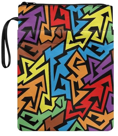 ZIATUBLES Buchhülle mit abstraktem Geometriedruck für Buchliebhaber, Buchschutz, Tasche mit Reißverschluss, waschbar, Bucheinband für Hardcover, Taschenbücher, Lehrbücher, Bibel, 29,5 x 22,6 cm
