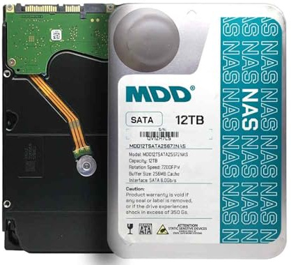 MDD (MDD12TSATA25672NAS) 12TB 7200RPM 256MB Cache SATA 6.0Gb/s 3.5-inch Internal NAS Hard Drive - 5 Years Warranty (Renewed)