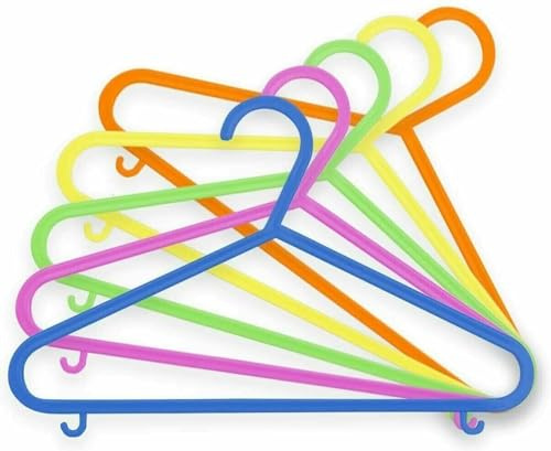 MAXPERKX 8pcs Children Kids Plastic Tubular Multi Coloured Baby Toddler Non Slip Toddler Clothes Coat Hangers Set Extendable Nursery Children Coat Hangers with Space-Saving Stackable Hooks