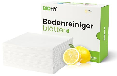 BiOHY Bodenreiniger Blätter (1 x 60 Stück) | Bodenreiniger Konzentrat Alternative | Wasserlöslich & Geeignet für Holz, Laminat, Fliesen, PVC für maschinelle & manuelle Bodenreinigung