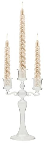 TROONZ Candelabro de Cristal 3 Brazos - Elegantes Candelabros de Vidrio Transparente con 3 Ramas - Candelabro Central para Fiesta temática, Mesa Central, decoración, Comedor, cumpleaños, Vacaciones