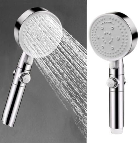 High Pressure Handheld Shower Head,Stainless Steel 8 Spray Modes Showerhead, Multi-Functional Shower Nozzle Water Heater Shower Head for Home, Gym,Built-in Power Wash (Silver)