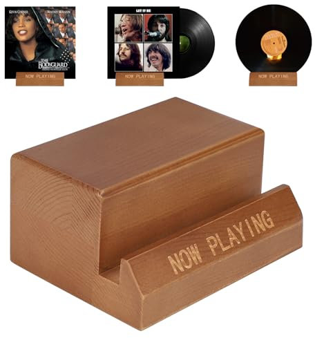 Supaway Holz Plattenhalter Vinyl Schallplatten Regal Vintage Schallplattenständer Album-Präsentationsständer CD Halter für 1,5 cm Dicke Rekordhalter Präsentieren Sie Ihr jetzt Spielendes Albumcover