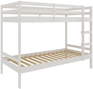 Buyqualia Litera para dormitorios Infantiles, Juveniles o de Invitados de Madera Maciza de Dos Camas con Escalera para colchón de 90x190 cm