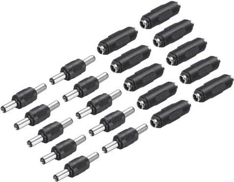QUARKZMAN 10Pz Femmina-Femmina 10Pz Maschio-Maschio Adattatore Connettore | 5, 5 x 2, 1 Mm, 12/24V, 12V, Presa di Alimentazione, per Strisce Led Cctv, di Alimentazione DC