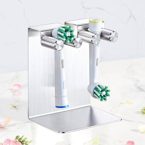 GGQ Elektrische Zahnbürstenkopf Halter, Elektrische Zahnbürste Halter Edelstahl, Aufsteckbürsten Halter Aufbewahrung, Zahnbürstenhalter Wand Ohne Bohren, Bürsten Halterung Wandhalterung oder Desktop