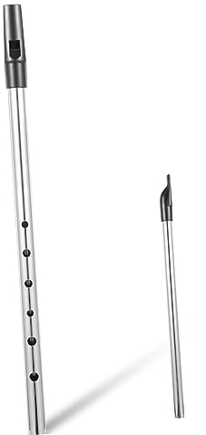 Irische C-dur Pfeifflöte C-ton Sopranflöte aus Kupfer Silber | Anfänger und Experten, Präzise Verarbeitung, Kompakte Bauform, Einfarbiges Metallfinish