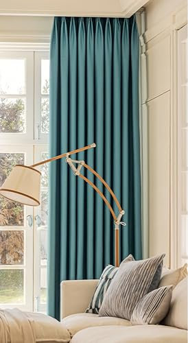 Beydodo Gardinen Wohnzimmer 2er Set Blaugrün, Vorhänge Lichtdurchlässig mit Haken Leinenoptik Einfach Modern 96x138CM Gardinen Halbtransparent Schlafzimmer Küche