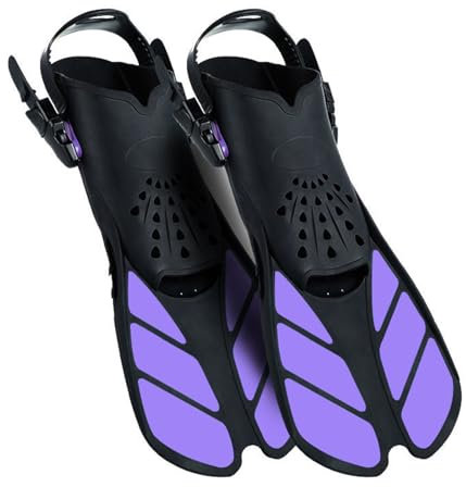 ENEN 2024 Schwimmflossen, Schnorchelflossen kurz Verstellbare Flossen für Erwachsene zum Schnorcheln, Schwimmen (L/XL(42-47Meter),Lila)