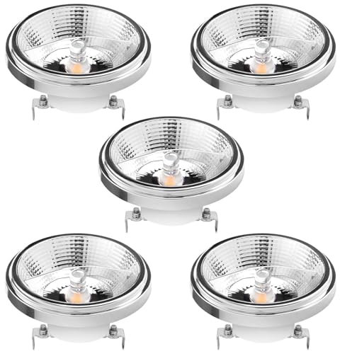 TPMAFF Bombilla LED AR111 reflectora, COB 12 vatios (100 vatios equivalentes) 1140 lúmenes, Bombilla de inundación con Base de Terminal de Tornillo G53, CA/CC 12 voltios, no Regulable, 5 Unidades