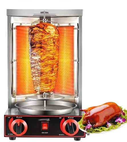 Griglia verticale per forno girarrosto con vaschetta di raccolta dell'olio, macchina elettrica Shawarma, griglia per girarrosto, acciaio inossidabile, forno rotante per kebab rotante a 360°,