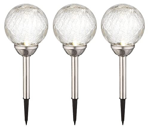 GLOBO 3er Set RGB LED Solar Leuchten Steck Lampen Beleuchtungen Glas Kugel Außen Strahler Farbwechsel