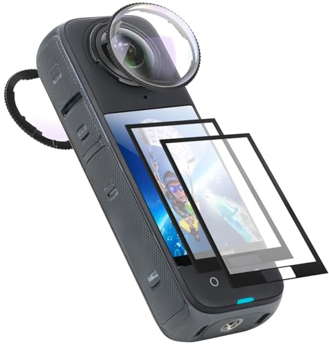 Semaiki Objektivschutz mit Displayschutzfolie für Insta 360 X4 | 9H kratzfeste Displayschutzfolie aus gehärtetem Glas für Insta 360 X4 Zubehör