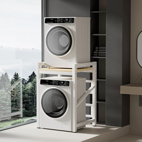 WPPTNSFY Estantería sobre Lavadora de Metal, Armario para Lavadora y Secadora, Kit de Apilamiento para Lavadora y Secadora, Ajustable en Altura, para Baño, Cocina