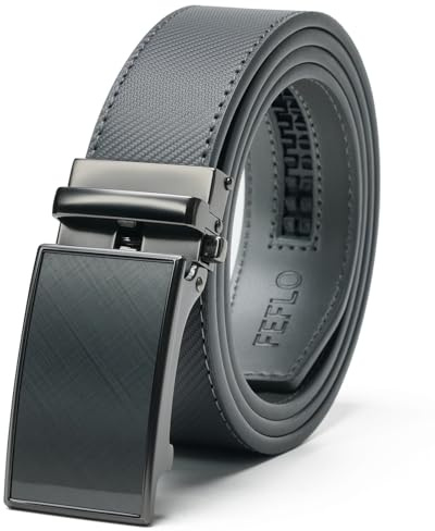 FEFLO Gürtel Herren Ledergürtel Schwarz Ratsche Automatikschließe Verstellbar Männer Leder Gürtel, 35mm Breit, für Anzug Jeans Hose für Freizeit und Business