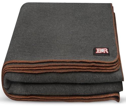 Ever Ready First Aid Military Wool Blanket 80% Wool - Warm, Washable, Perfect for Outdoors, Camping, Picnics, Travel, Car & Bushcraft Emergency Blanket, 96 x 66, 5 lbs. - Grey – Twin Size