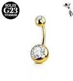 AceFun Piercing Ombligo, 8mm Titanio 14G, Oro Barbell Anillos Joyería para Piercing Corporal Corta Curved Navel Piercing