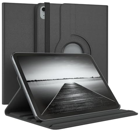 World biz Étui rotatif pour iPad Air 11 pouces (2024) M2, iPad Air 6ème / 5ème / 4ème génération (2024/2022/2020), Support de protection pivotant à 360 degrés, Fonction réveil/veille automatique (Noir