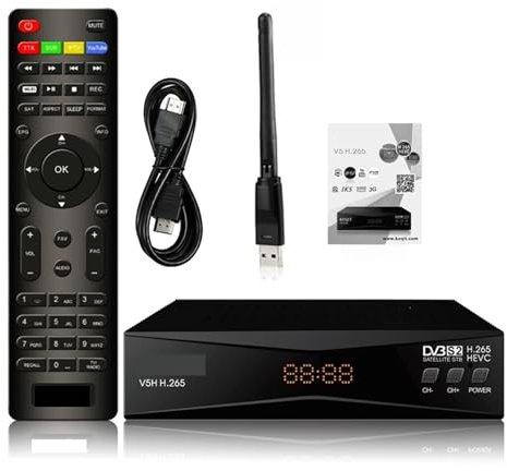 Buscador de satélites DVBS2 H265 Receptor de satélite Dvb-s2 Internet Pantalla en vivo DVB2IP HEVC Decodificador de satélite HD T2MI Receptor Sat Finder Biss/VU Rendimiento estable(V5H Wifi)
